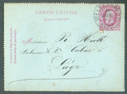 CANTON De L'EST - E.P. Carte-lettre 10c. Em. 1869,  Obl. Sc WELKENRAEDT 16 Juillet 1883 Vers Liège Fabrique De C - 19244 - Kartenbriefe