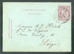 E.P. Carte-lettre 10c. Obl. Sc BURDINNE  29 Août 1886 vers Liège Fabrique De CIGARES - 19246 - Kartenbriefe