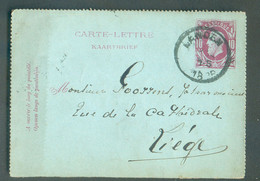 E.P. Carte-lettre 10c. Obl. Sc LANDEN 11 Avril 1886 vers Pharmacien à Liège  - 19247 - Kartenbriefe