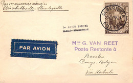 Congo Belge - COB 194 Sur Lettre 1.25+5c Sepia - Par 1er Courrier Aérien - Poste Restante - 1er Avion Sabena Kabalo - Cartas & Documentos