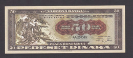 50 DINARA 1950 NARODNA BANKA FEDERATIVNE NARODNE REPUBLIKE JUGOSLAVIJE    BANKNOTE - Yugoslavia