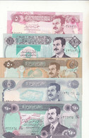 5, 10, 50, 100, 250 DINARS SADDAM HUSSEIN CENTRAL BANK OF IRAQ   5 X  BANKNOTE - Irak