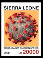 SIERRA LEONE 2022 - IMPERF STAMP 1V - JOINT ISSUE - PANDEMIC CORONAVIRUS COVID-19 CORONA - OMICRON VARIANT - MNH - Emisiones Comunes