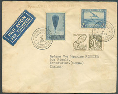 Lettre Par Avion Affr. PA 0,50Fr. + Ballon Piuccard 1Fr.75 + 10cent. CERES Publ. IMPERCUIR Obl. Sc BRUXELLES EXPOSITION - Sonstige & Ohne Zuordnung