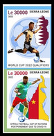 SIERRA LEONE 2022 IMPERF STRIP 2V - PANDEMIC CORONAVIRUS COVID-19 FOOTBALL WORLD CUP QATAR AFRICA CUP NATIONS MNH - 2022 – Qatar