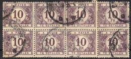 COB TX65 10F Lilas Noir - Timbres Taxe En Bloc De Huit Oblitérés - Cote 22 COB 2022 - Briefmarken