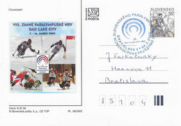 2002 Entier-postal: L'équipe Handisport Slovaque Aux Jeux Paralympiques De Salt Lake City.( Hockey Sur Glace, Ski...) - Invierno 2002: Salt Lake City - Paralympic