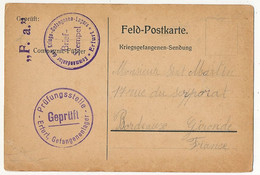 Carte Prisonnier Français - Camp De Erfurt - 22 Mars 1915 - Censures Du Camp - Guerre De 1914-18
