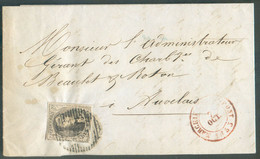 N°6 - Médaillon 10 Centimes Brun, TB Margé, Obl. P.80 Sur Lettre De MARCHIENNE-AU-PONT le Octobre 1853 Vers Auvelais. Do - 1851-1857 Medaglioni (6/8)