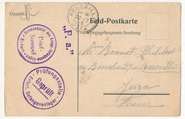 Carte Prisonnier Français - Camp De Erfurt - 1er Juillet 1915 - Censures - Guerra De 1914-18