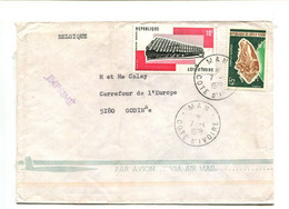 COTE D'IVOIRE Man - Affranchissement Sur Lettre Par Avion Pour La Belgique - Musique / Coquillage - Ivory Coast (1960-...)