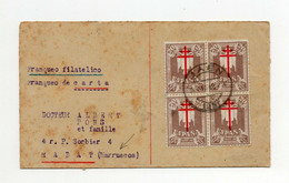 !!! ESPAGNE, TIMBRES DE BIENFAISANCE (RECTO-VERSO) SUR LETTRE DE JAEN DE 1942 POUR RABAT - Liefdadigheid