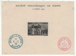 France // Variétés Et Curiosités //  Journée Du Timbre Dieppe Le 5.03.1939 - Cartas & Documentos