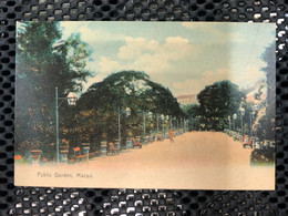 MACAU 1900'S PICTURE POST CARD WITH VIEW PUBLIC GARDEN - Macao