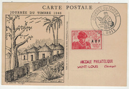 France // Ex-colonies // A.O.F // Carte De La Journée Du Timbre Saint-Louis De Sénégal Le 29.06.1946 - Storia Postale