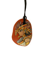 Yugi Hand Painted On A Terracotta Tile Pendant - Other & Unclassified