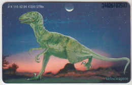 GERMANY - Telecard Service Velociraptor (Dinosaurs), K 0115-02/94 , 4.000 Tirage ,used - K-Series: Kundenserie