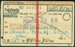 Deutschland 1947 Amerikanische Zone München > Altenhundem =Schnellzugzuschlag + Fahrkarte Boleto Biglietto Ticket Billet - Europe