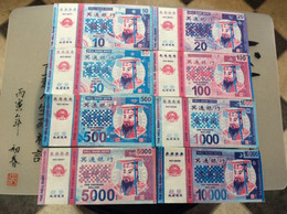 8  BILLETS DE BANQUE DE CULTE Chine  BANKNOTES OF WORSHIP China  HELL MONEY Monnaie FUNÉRAIRE Funeral MONEY  Fictifs - Specimen