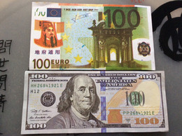 2  BILLETS DE BANQUE *100 Dollars  *100 Euros  FICTIFS - Ficción & Especímenes