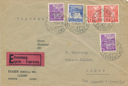 1934 Affranchissement TRICOLORE Lettre EXPRES EILSENDUNG ETRANGER > ALGERIE - ESPRESSO LUGANO - Storia Postale