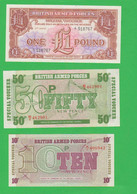 One Pound + 50 Pence + 10 Pence BRITISH ARMED FORCES SPECIAL VOUCHERS Coupons Notes - British Troepen & Speciale Documenten