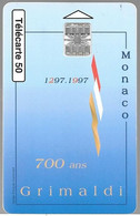 CARTE-PUBLIC-MONACO-50U-MF43-SC7-10/96-700ANS Des GRILMADI-V°DN° CA6A167737-N°Etroit-UTILISE-TBE - Monace