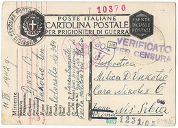 Italy 1942 WWII POW 3400 Postal Stationery Red Cross To Serbia Censored - Otros & Sin Clasificación