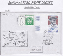 TAAF Alfred Faure Crozet 2012 Cover Radio Station   Ca Crozet 5.1.2012 (MW230A) - Covers & Documents