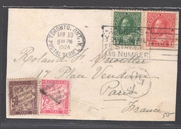 1924  Taxes T32 Et T37 Sur Devant De Lettre Du Canada - 1859-1955 Cartas