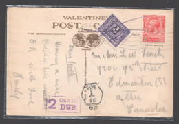 1932  2cents Tax Sc J7 On Postcard From  Great Britain - Port Dû (Taxe)