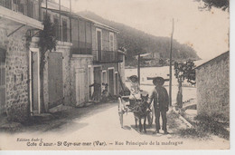 CPA Saint-Cyr-sur-Mer - Rue Principale De La Madrague (jolie Animation Avec Attelage à âne En Beau Plan) - Saint-Cyr-sur-Mer