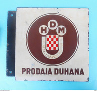 WW2 - CROATIA (NDH) "TOBACCO STORE " Original Vintage Large Massive Enamel Sign * Tabak Emaille Croatie Kroatien Ustase - Werbeartikel