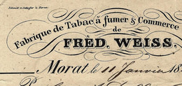 1840 FABRIQUE DE TABAC A FUMER FRED. WEISS à Morat Suisse - Suisse