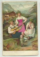 PERSONE DI MONTAGNA ILLUSTRATE IN RILIEVO CON INSERTI IN TESSUTO - NV   FP - 1900-1949