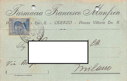 013970 "(TREVISO) 0DERZO - FARMACIA FRANCESCO MANFREN" CART. COMM.LE SPED 1921 - Autres & Non Classés