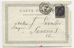 SAGE 10C PARIS 20 23 JUIN 1895 CARTE PRECURSEUR PRIVEE LIBRAIRE HACHETTE DEFECTUEUSE - 1877-1920: Semi Modern Period