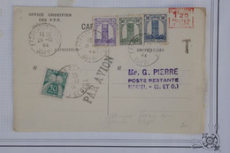 AU7  MAROC BELLE CARTE RR 1944 OFF.CHERIFIEN DES P.T.T  POUR   MERIEL FRANCE   +TAXE  + PAR AVION .+++AFFRANCH. PLAISANT - Posta Aerea