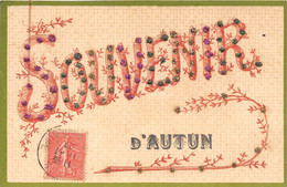 71-AUTUN- SOUVENIR D'AUTUN CARTE A PAILLETTES - Autun