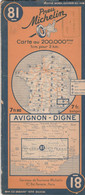 Avignon - Digne , Carte Michelin 81  ( 1942 ) - Cartes Routières