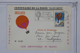 AU7  FRANCE    BELLE LETTRE CLUB AEROSTATIQUE 1971 PAR BALLONS   POUR CASTELJAJOUX +ATTER. BETZ +AFFRANCH. PLAISANT - 1960-.... Cartas & Documentos