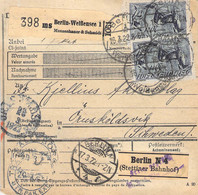 Paketkarte Mit Schöner MiF Berlin Weissensee  Menzenhauer + Schmidt 1922 - Lettres & Documents