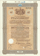 Allemagne Lettre De Crédit Régime Nazi Credit Letter Agricultural Saxony Kreditbrief Carta Credito 1940 500 Reichsmark - 500 Reichsmark