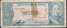 BOLIVIA   P153    5   PESOS BOLIVIANOS  1962   VG Tear - Bolivia