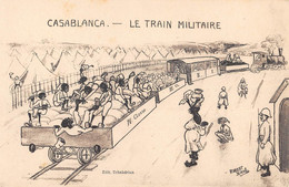 CPA  MAROC ILLUSTRATEUR CASABLANCA LE TRAIN MILITAIRE CIGNE ROBERT BIRKE - Casablanca