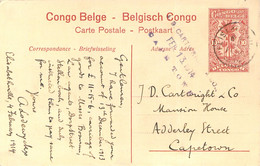 Entier Postal  - Congo Belge - Carte Postale De Kisantu Récolte Du Riz - De Elisabeth à Cape Town En 1914 - Interi Postali