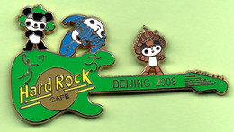 Pin's Hard Rock Café Beijing 2008 Mascottes JO Jeux Olympiques Guitare - HRC024 - Musique