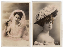 CPA  -  Femme - 2 Cartes Artiste 1900 - Faber Et Winchester- Reutlinger - Artistas