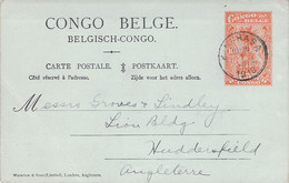 Entier Postal  - Congo Belge - Bilingue - De Kinshasa à L'Angleterre En Juin 1918 - Stamped Stationery