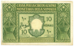 10 SOMALI CASSA PER LA CIRCOLAZIONE MONETARIA SOMALIA AFIS 1950 BB+ - Terra Di Somalia